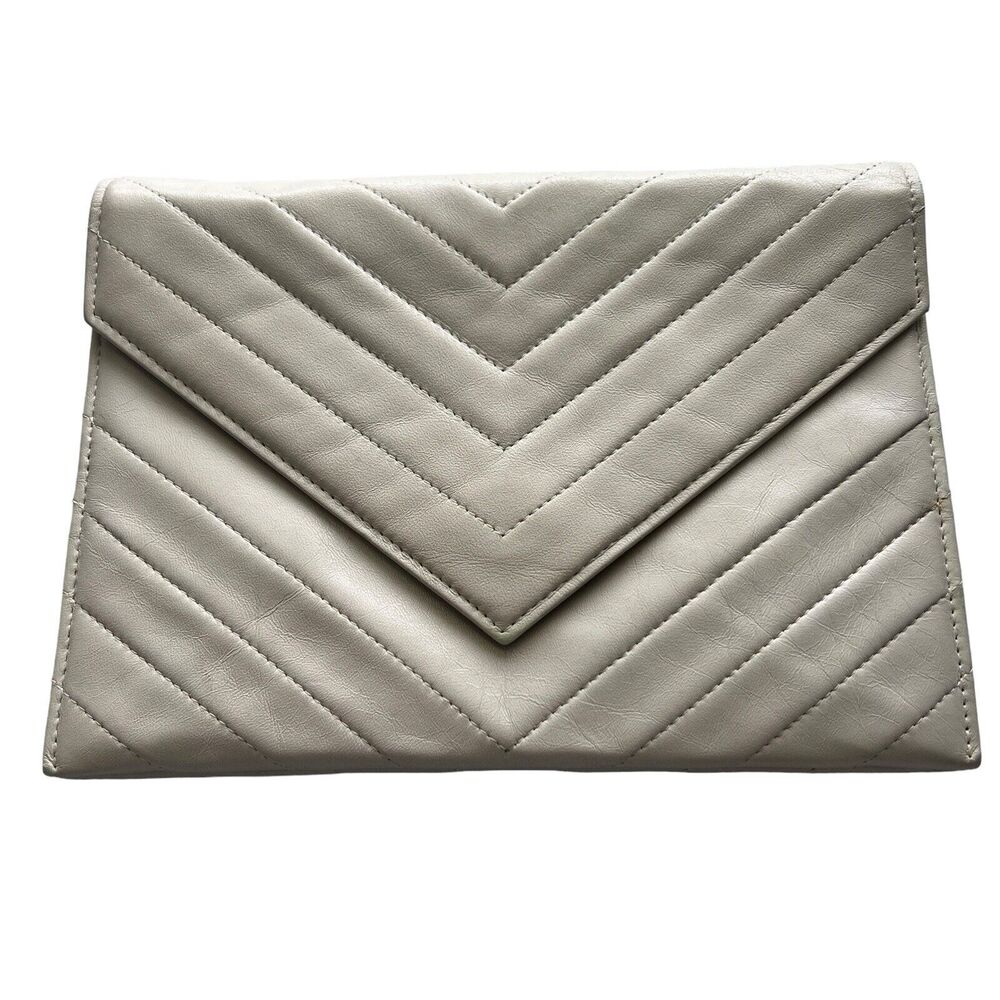 Yves Saint Laurent Vintage Clutch Second Bag YSL Off White Leather